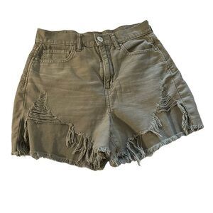 American Eagle women's size 4 distressed military green shorts